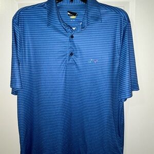 Men's Blue Striped Dri-Fit Greg Norman Polo Shirt